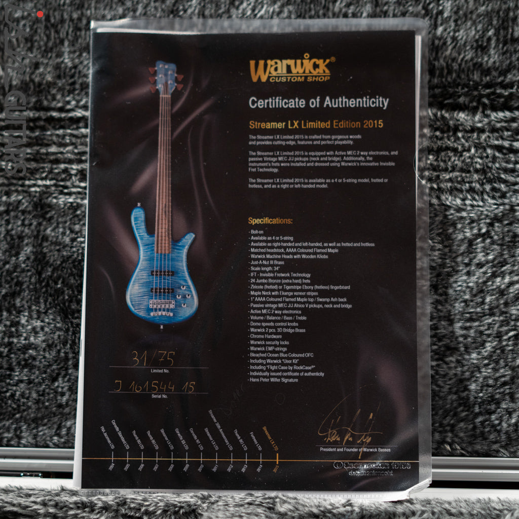 2015 Warwick Streamer LX Limited Edition Bleached Ocean Blue