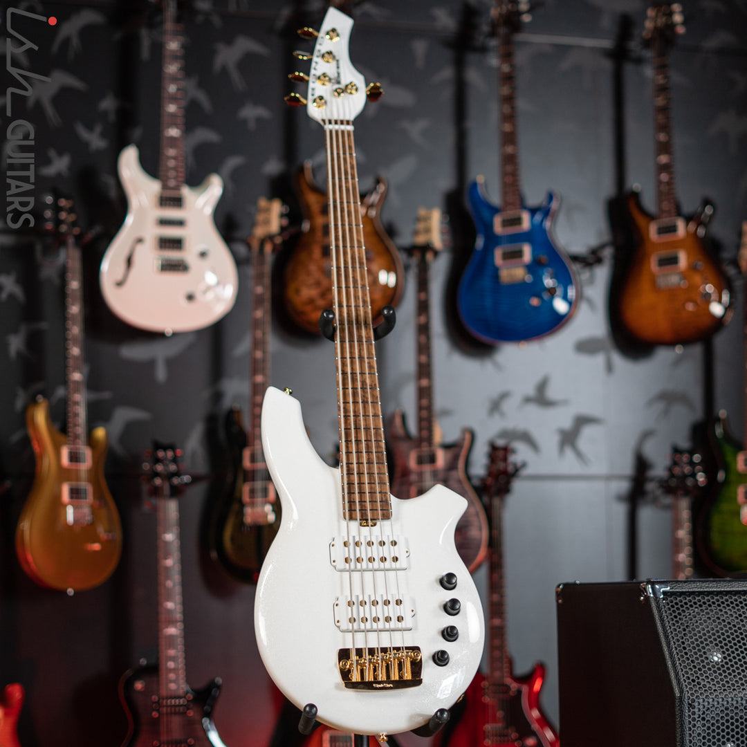 Ernie Ball Music Man BFR Crescendo Bongo 5 HH Bass White Sparkle Gloss