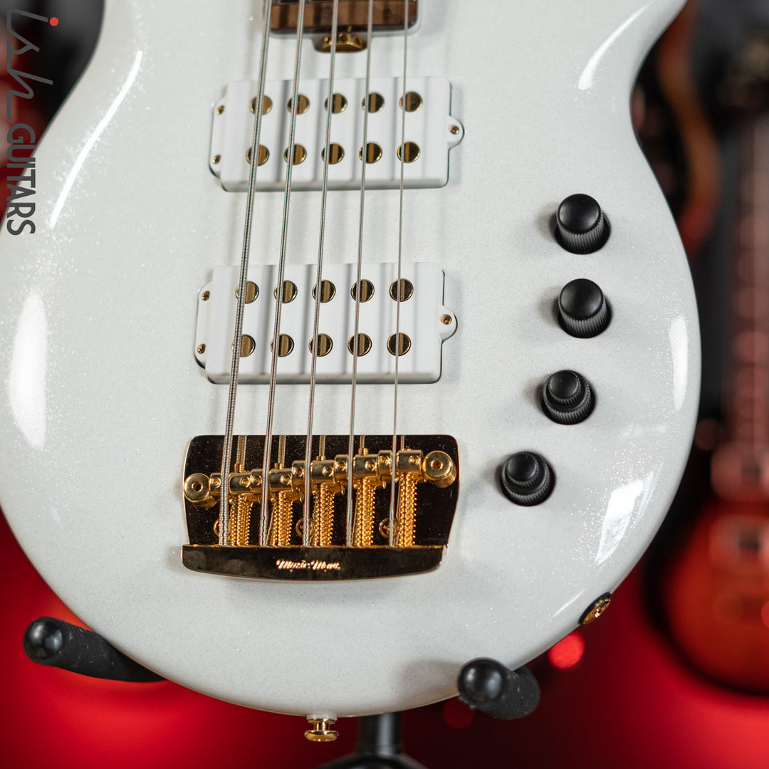 Ernie Ball Music Man BFR Crescendo Bongo 5 HH Bass White Sparkle Gloss