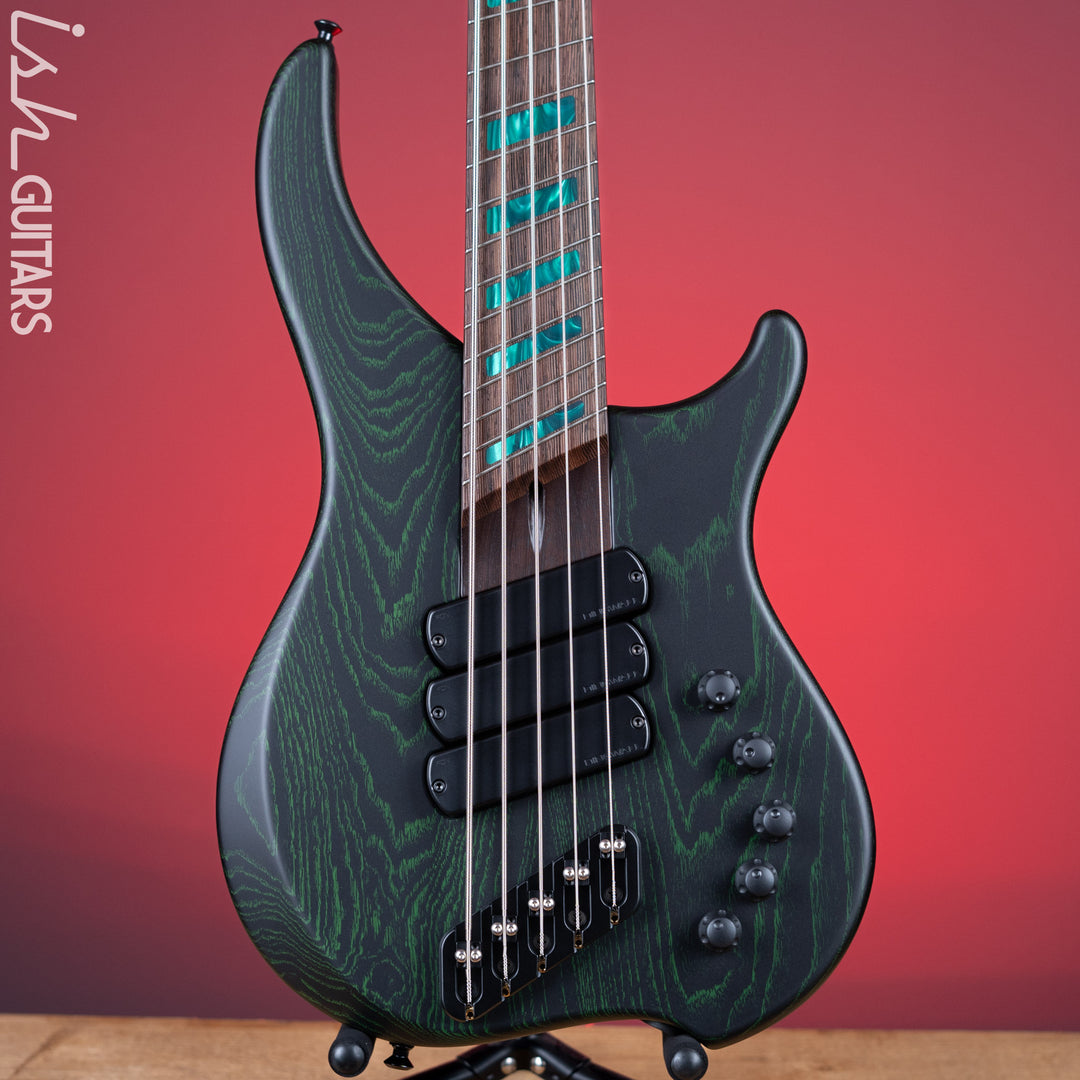 Dingwall ABZ 5-String Bass Black with Green Ceruse Satin – Ish Guitars