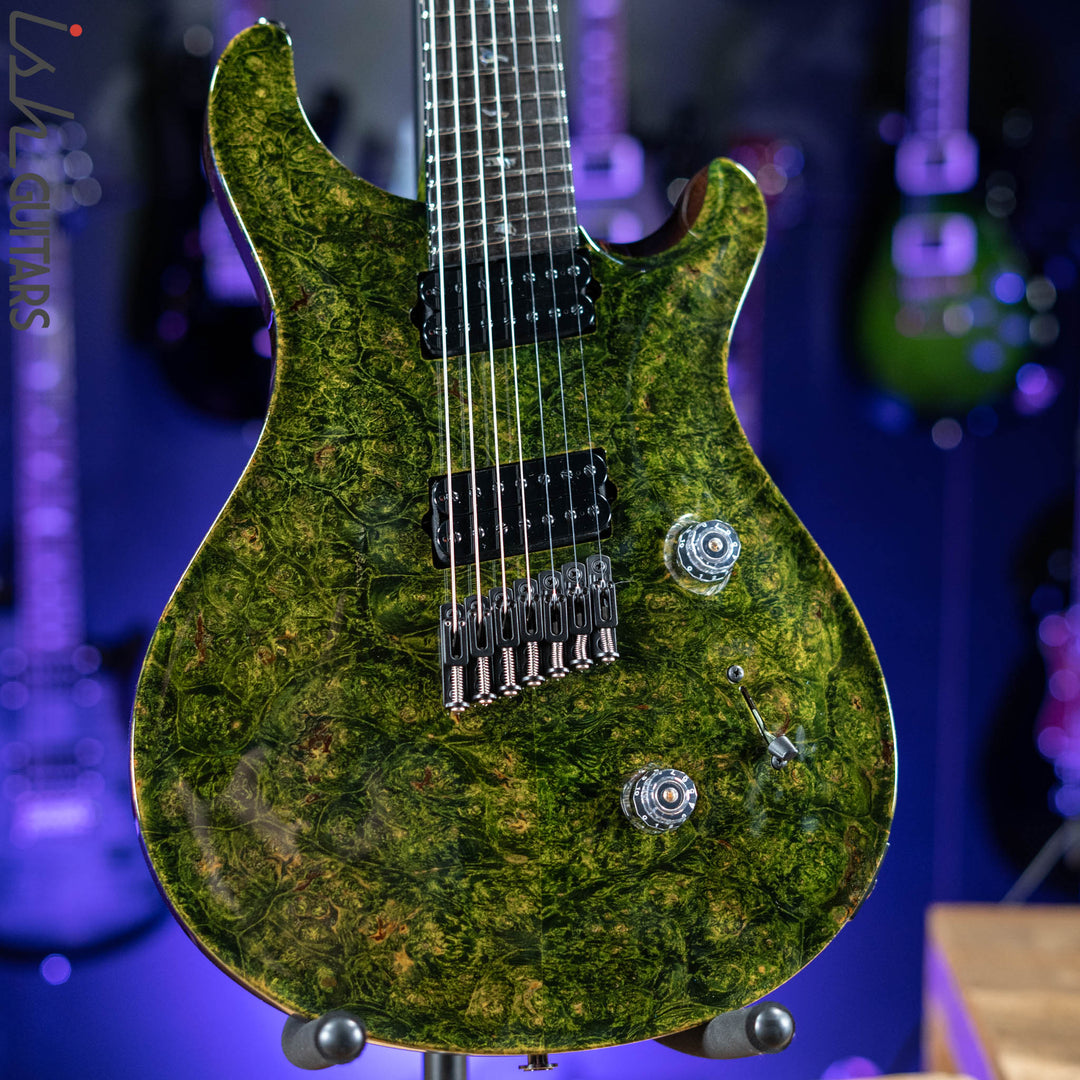 PRS Private Stock Custom 24 Multi-scale 7-String Burl Maple Rainforest Green Gloss