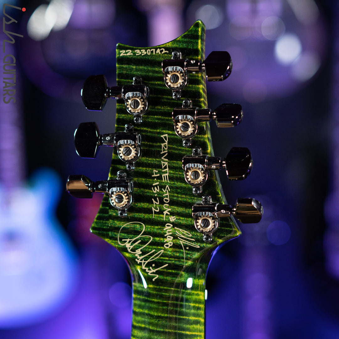 PRS Private Stock Custom 24 Multi-scale 7-String Burl Maple Rainforest Green Gloss