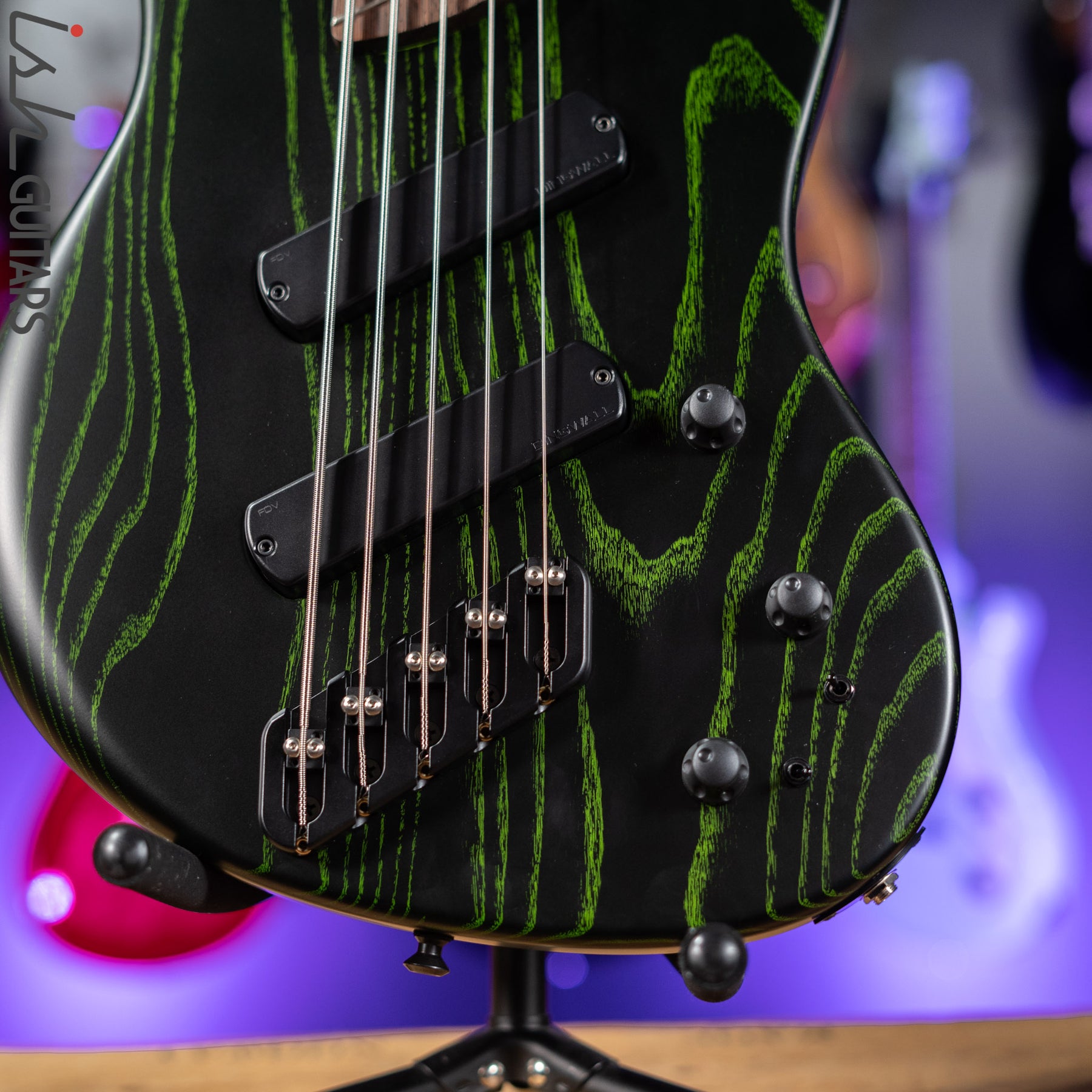 Dingwall Super J 5 String Bass Satin Black With Green Ceruse Ish Guitars