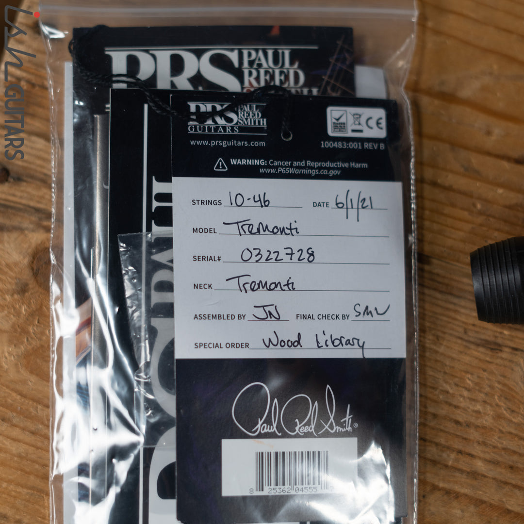 2021 PRS Wood Library Tremonti Obsidian 10-Top Torrefied Maple Neck