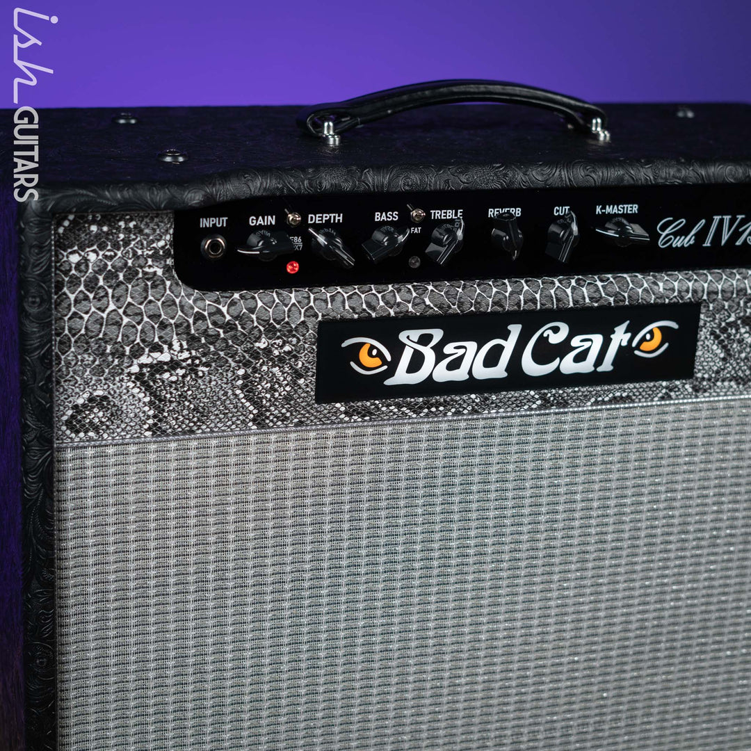 Bad Cat Cub IV 15 Reverb Handwired 15-Watt 1x12 Guitar Combo Amplifier Western Tolex, Black &amp; White Snakeskin