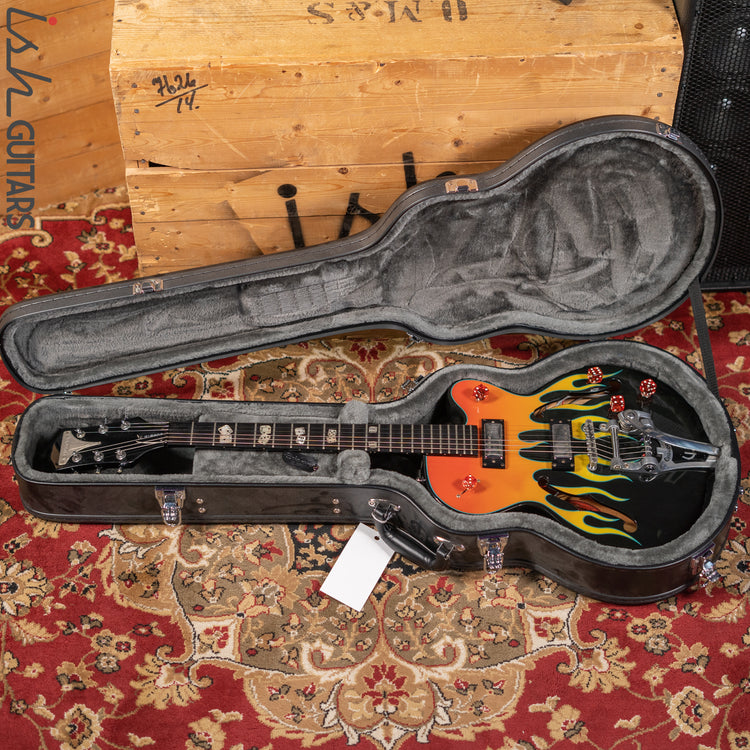 ギター Epiphone Flamekat Ebony Flame Graphic Epiphone FlameKat Limited Edition Electric Guitar Ebony with