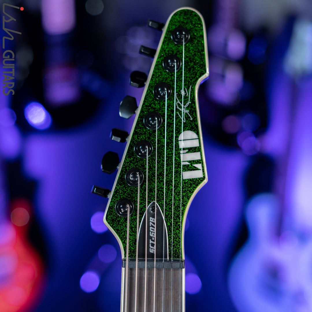 ESP LTD SCT-607 Baritone Green Sparkle Store Demo – Ish Guitars