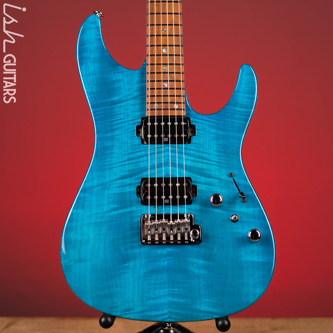 Ibanez Prestige Martin Miller MM1 Signature Guitar Transparent Aqua Blue Gloss Demo