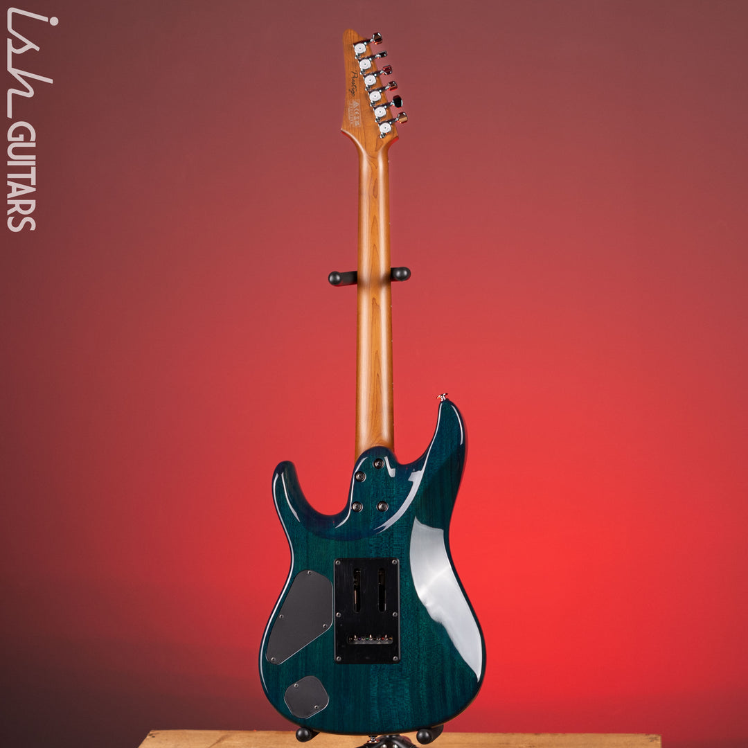 Ibanez Prestige Martin Miller MM1 Signature Guitar Transparent Aqua Blue Gloss Demo