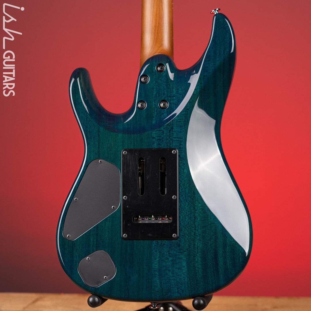 Ibanez Prestige Martin Miller MM1 Signature Guitar Transparent Aqua Blue Gloss Demo
