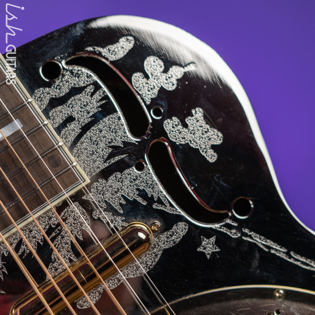 Dean Thin Body Acoustic-Electric Resonator Etched Chrome Gold
