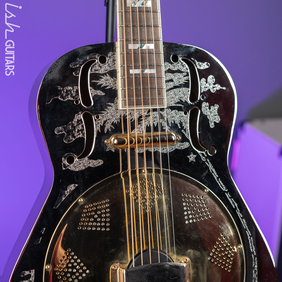 Dean Thin Body Acoustic-Electric Resonator Etched Chrome Gold