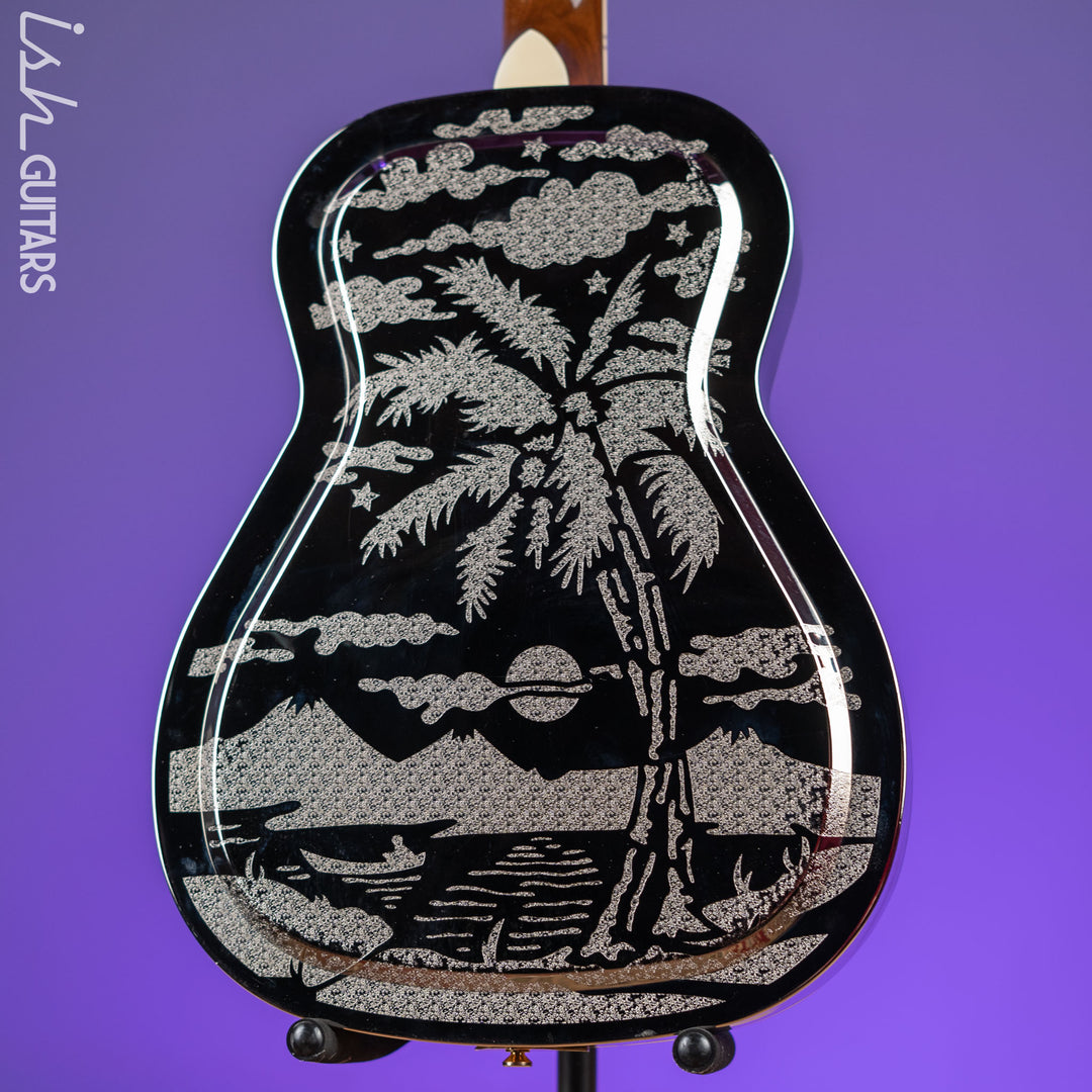 Dean Thin Body Acoustic-Electric Resonator Etched Chrome Gold