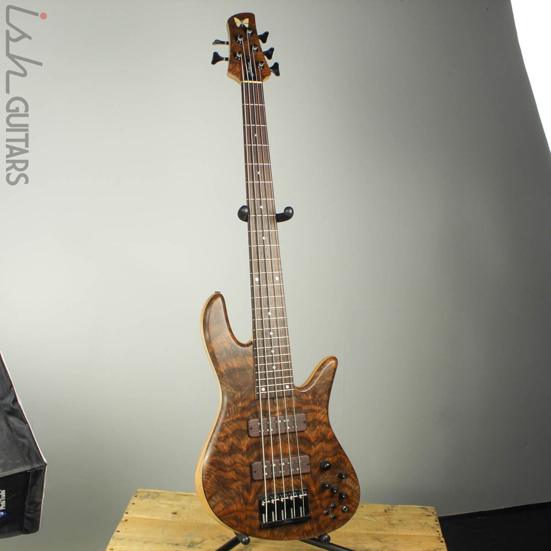 Fodera Emporer Bolt-on NAMM 2019 Bass Walnut Feather Crotch Top
