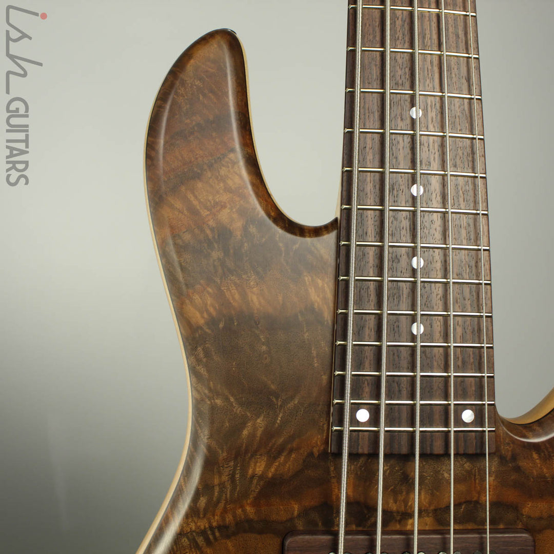 Fodera Emporer Bolt-on NAMM 2019 Bass Walnut Feather Crotch Top