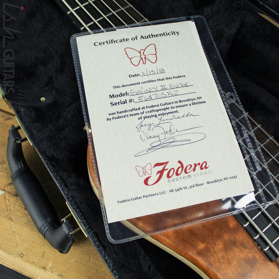2018 Fodera Six String Emperor II Elite Quilted Mahogany/Ash