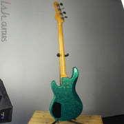 G&L L-2000 Bass guitar USA Custom Green Sparkle Birdseye Maple Neck Pinstripe