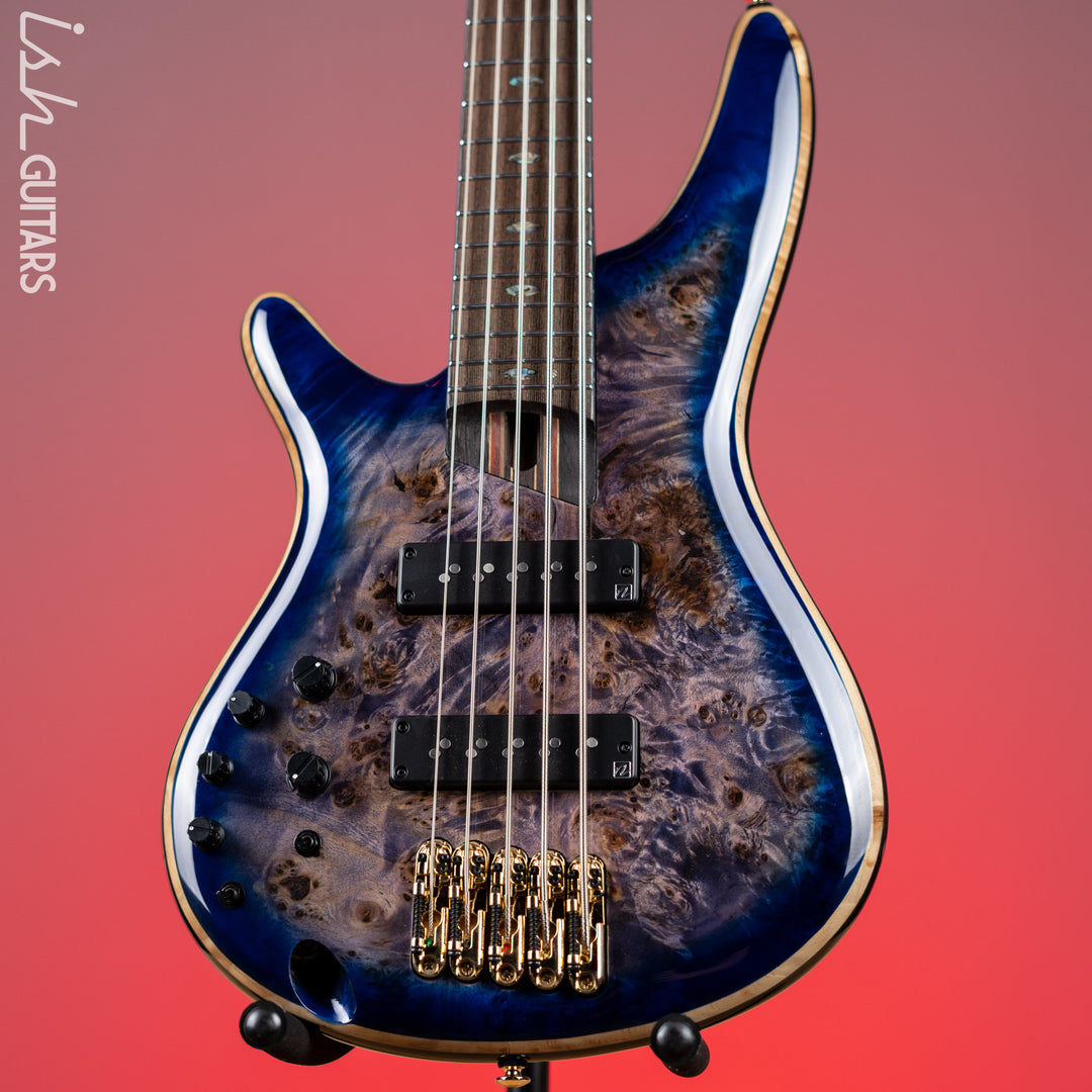 Ibanez Premium SR2605L Left Handed 5-String Bass Cerulean Blue Burst