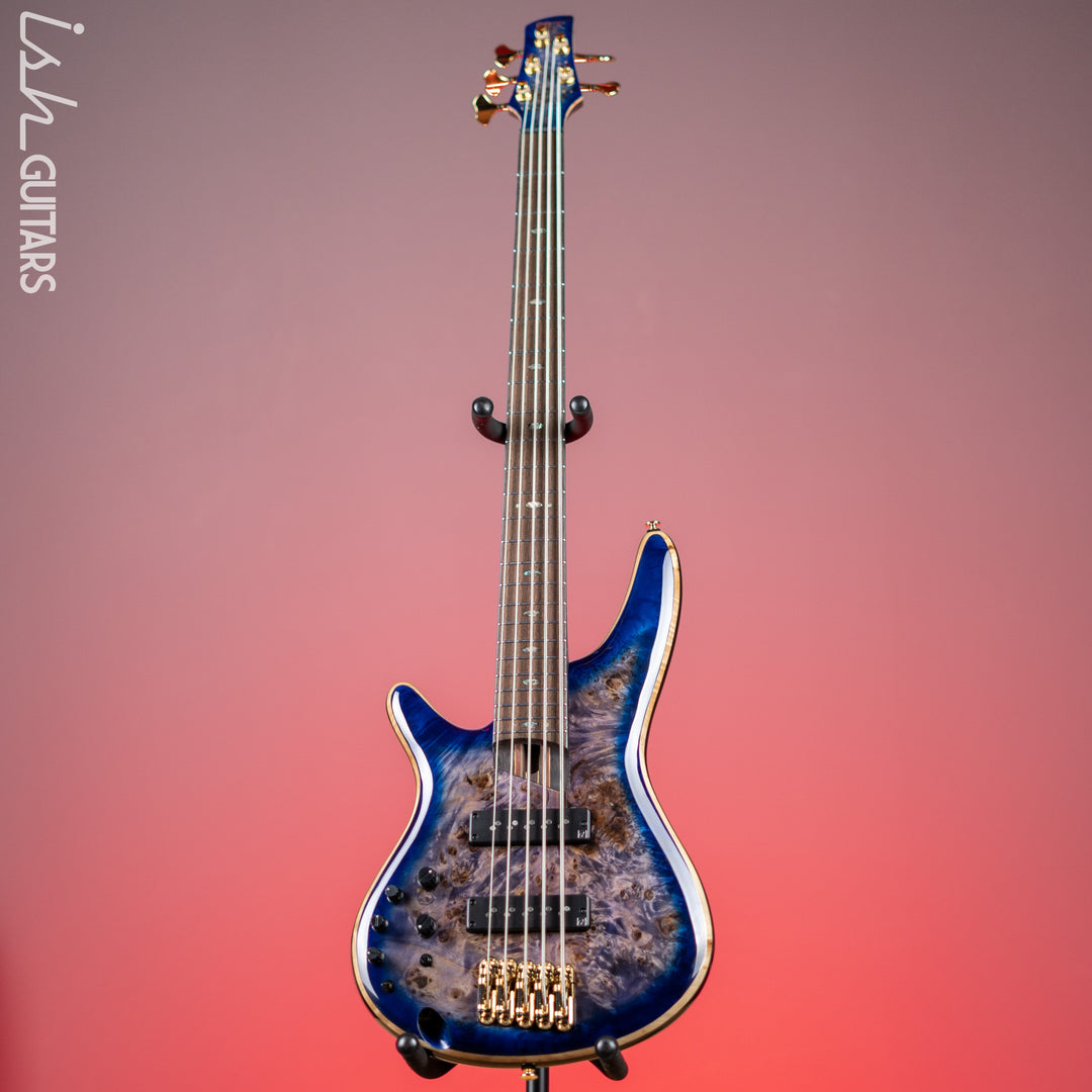Ibanez Premium SR2605L Left Handed 5-String Bass Cerulean Blue Burst