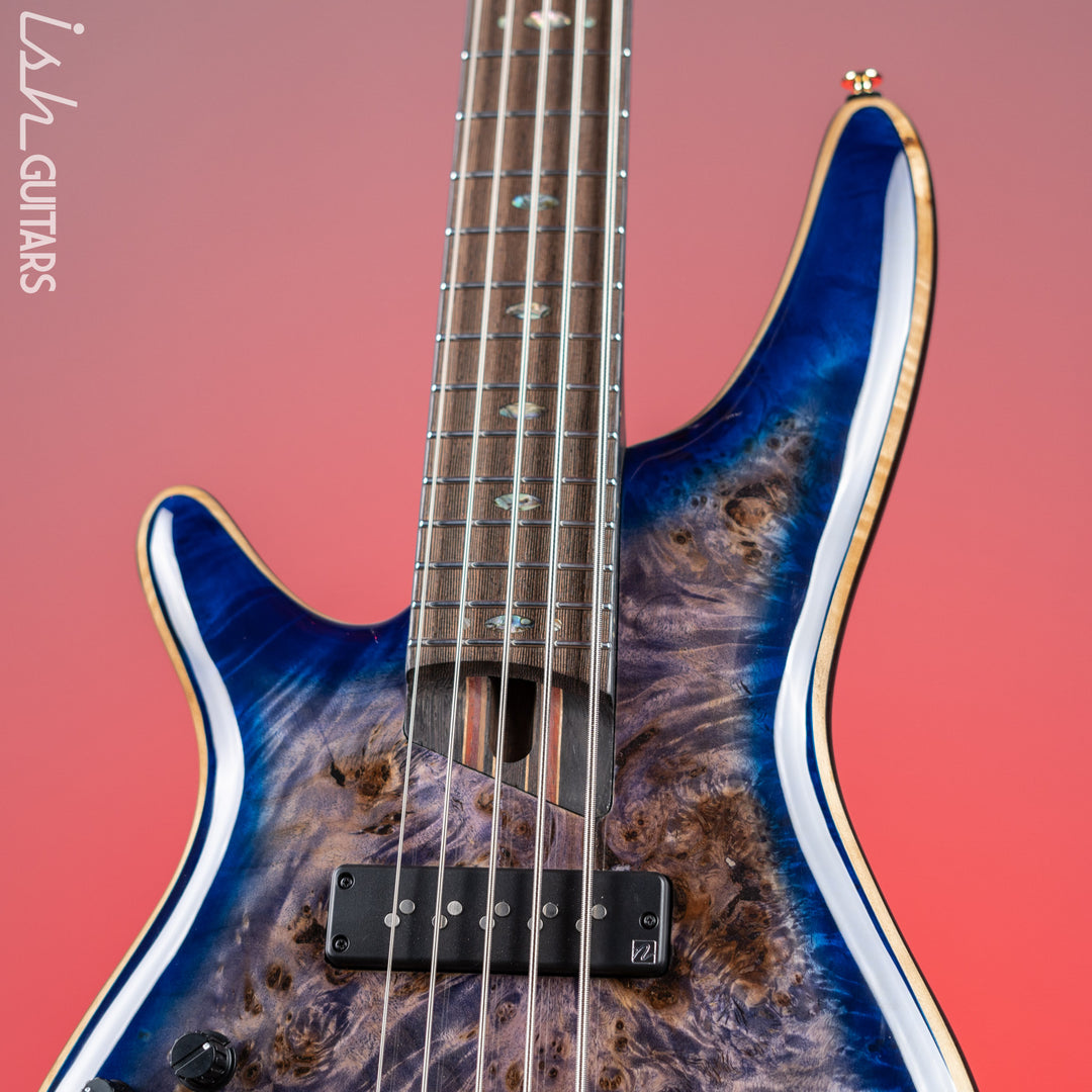 Ibanez Premium SR2605L Left Handed 5-String Bass Cerulean Blue Burst