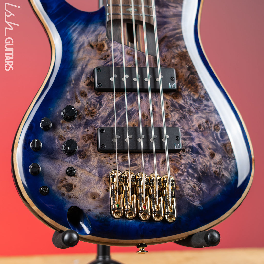 Ibanez Premium SR2605L Left Handed 5-String Bass Cerulean Blue Burst