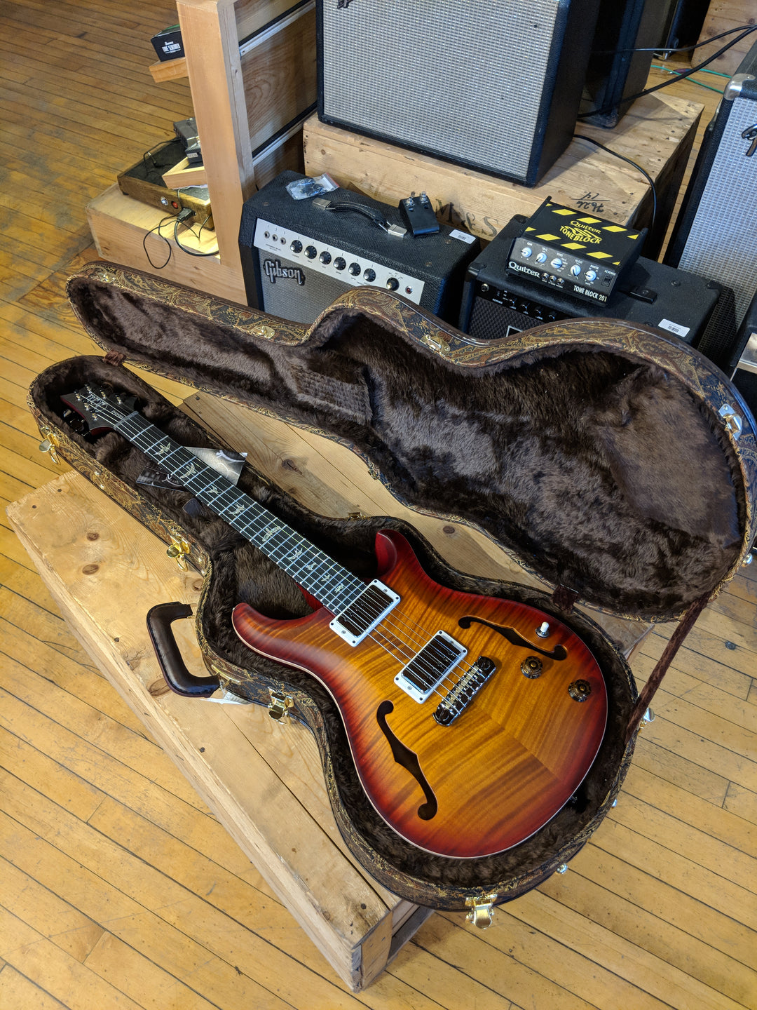 Paul Reed Smith Wood Library Hollowbody I Dark Cherry Sunburst w/ Matching Flamed Neck