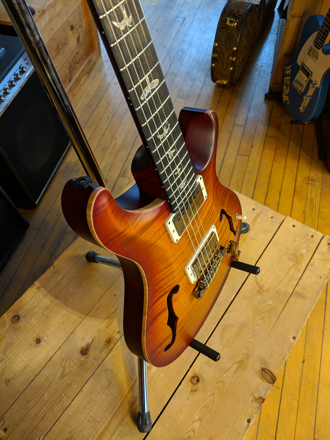 Paul Reed Smith Wood Library Hollowbody I Dark Cherry Sunburst w/ Matching Flamed Neck