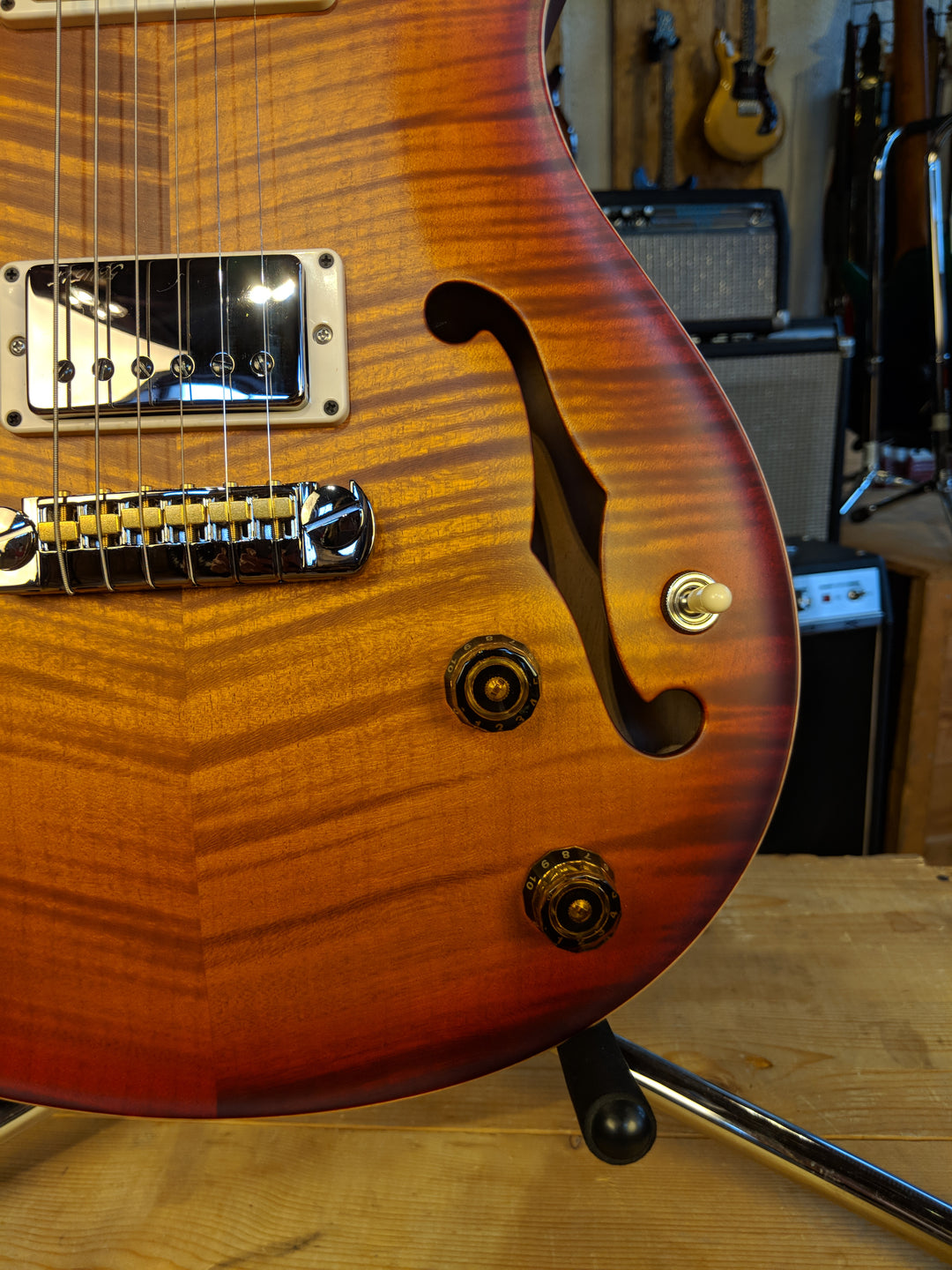 Paul Reed Smith Wood Library Hollowbody I Dark Cherry Sunburst w/ Matching Flamed Neck