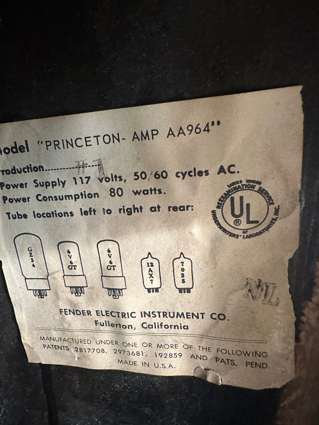 1965 Fender Princeton Combo Amplifier