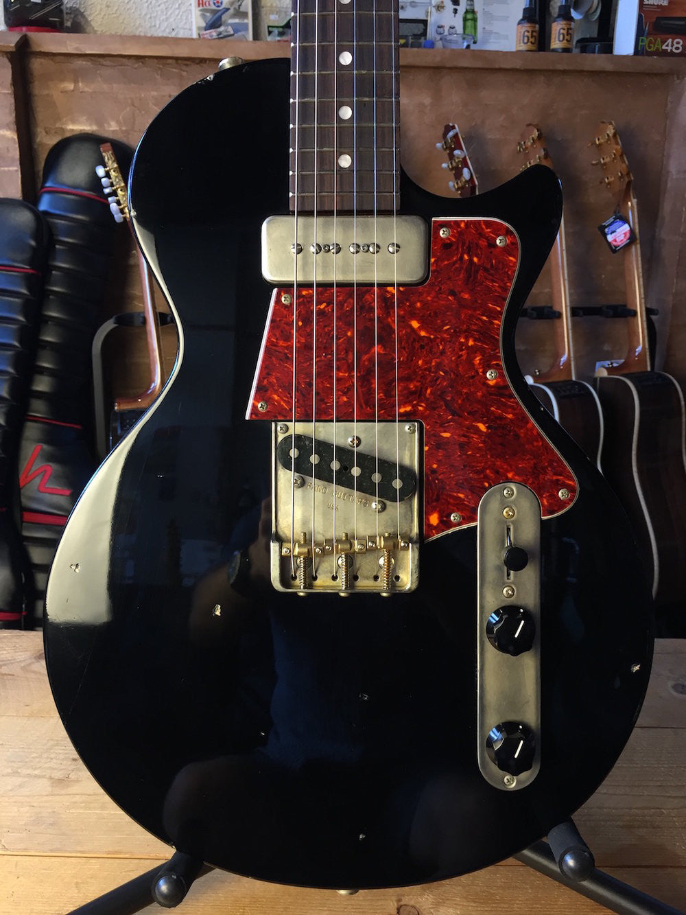 Fano Standard SP6 Bull Black Les Paul Jr Style USA Made Lightly Aged w Free Gig Bag