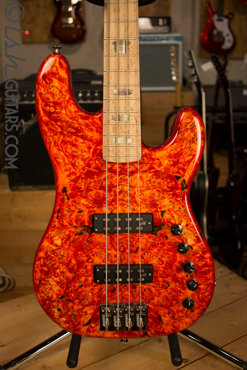 USA Spector Coda Deluxe P Precision Bass Inferno Red Buckeye Burl