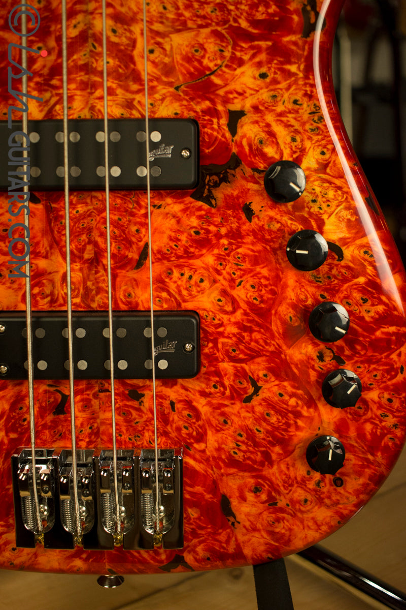 USA Spector Coda Deluxe P Precision Bass Inferno Red Buckeye Burl