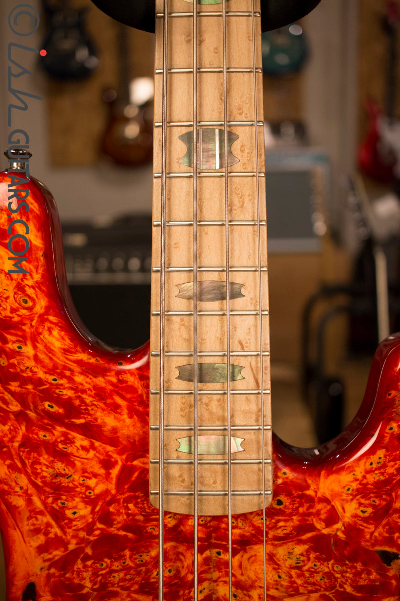 USA Spector Coda Deluxe P Precision Bass Inferno Red Buckeye Burl