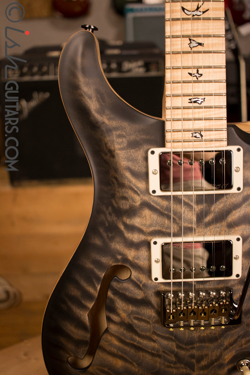 Paul Reed Smith PRS Custom 24 Semi-Hollow Wood Library Quilt Swamp Ash Charcoal