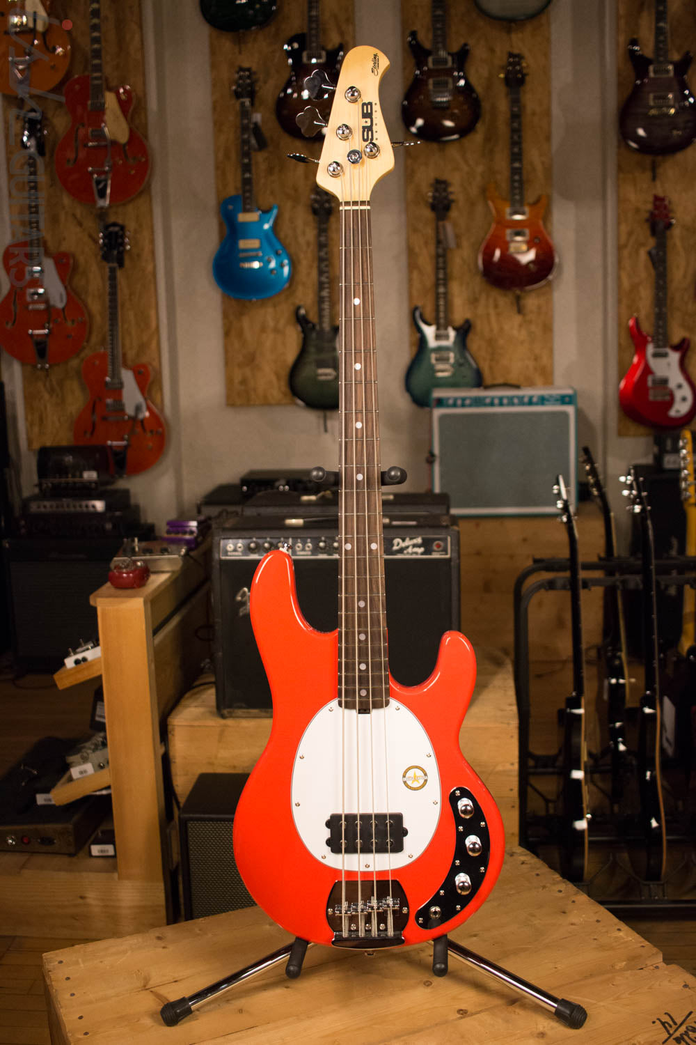 Sterling by Music Man S.U.B. Ray4 Electric Bass Guitar Fiesta Red