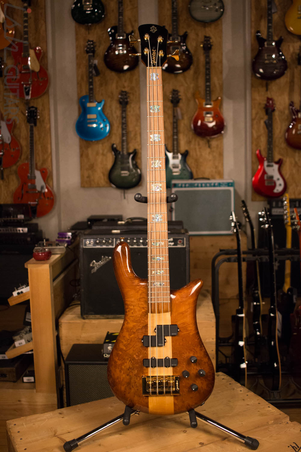 Used Spector NS-2 NAMM 2017 Solid Redwood Burl Lightweight 7.5lb