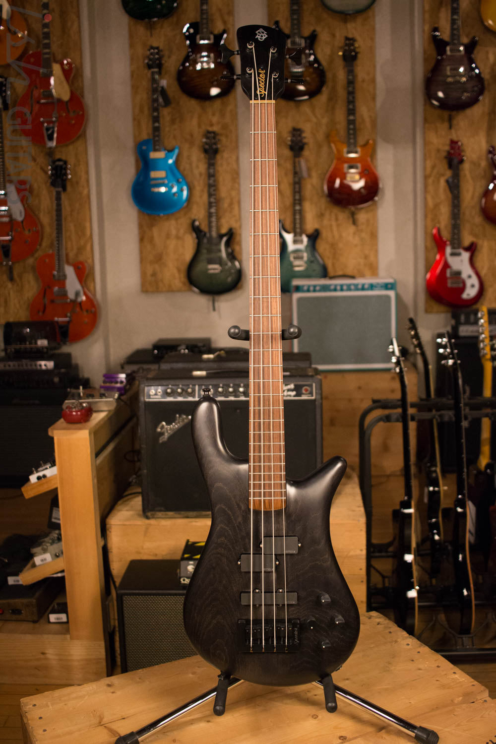 USA Spector Forte 4 Matte Black Swamp Ash Neck Through Bass Guitar