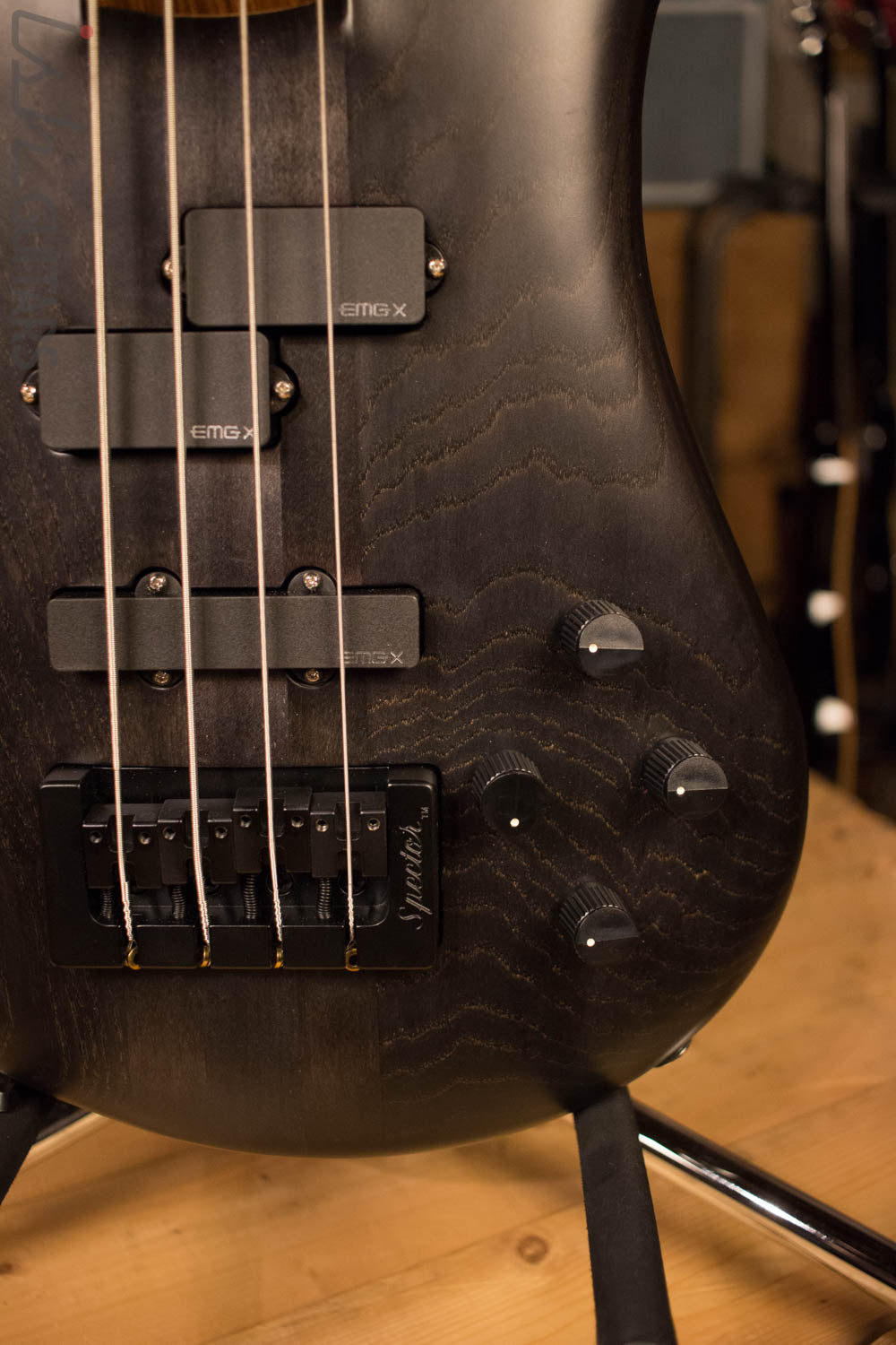 USA Spector Forte 4 Matte Black Swamp Ash Neck Through Bass Guitar