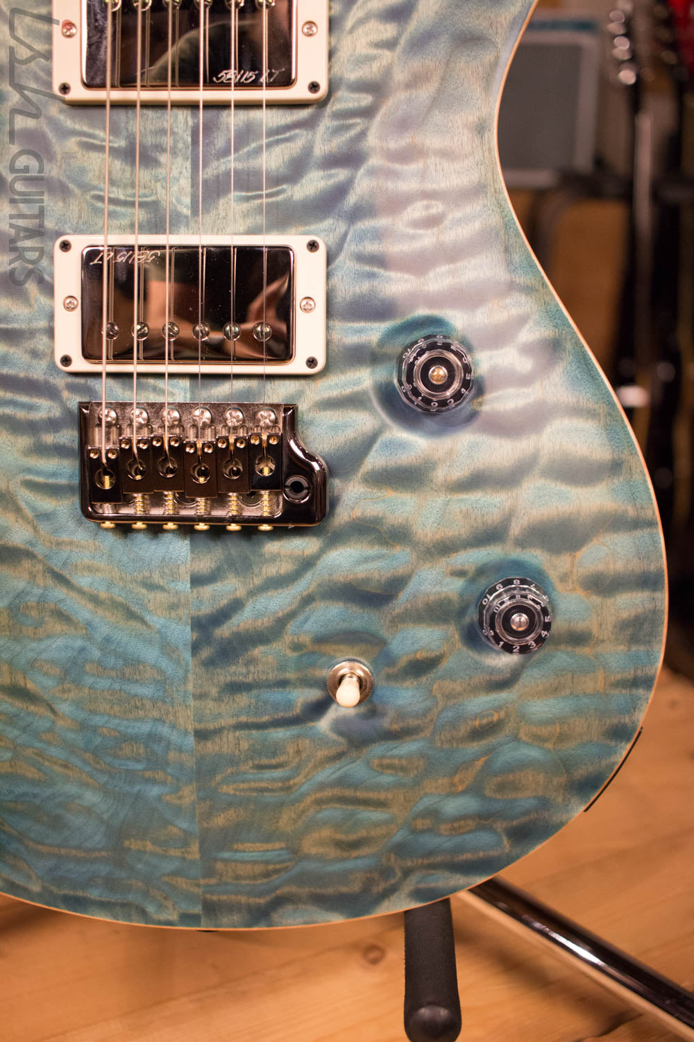 Paul Reed Smith PRS Custom 24 Semi-Hollow Wood Library Quilt Swamp Ash Aquableux