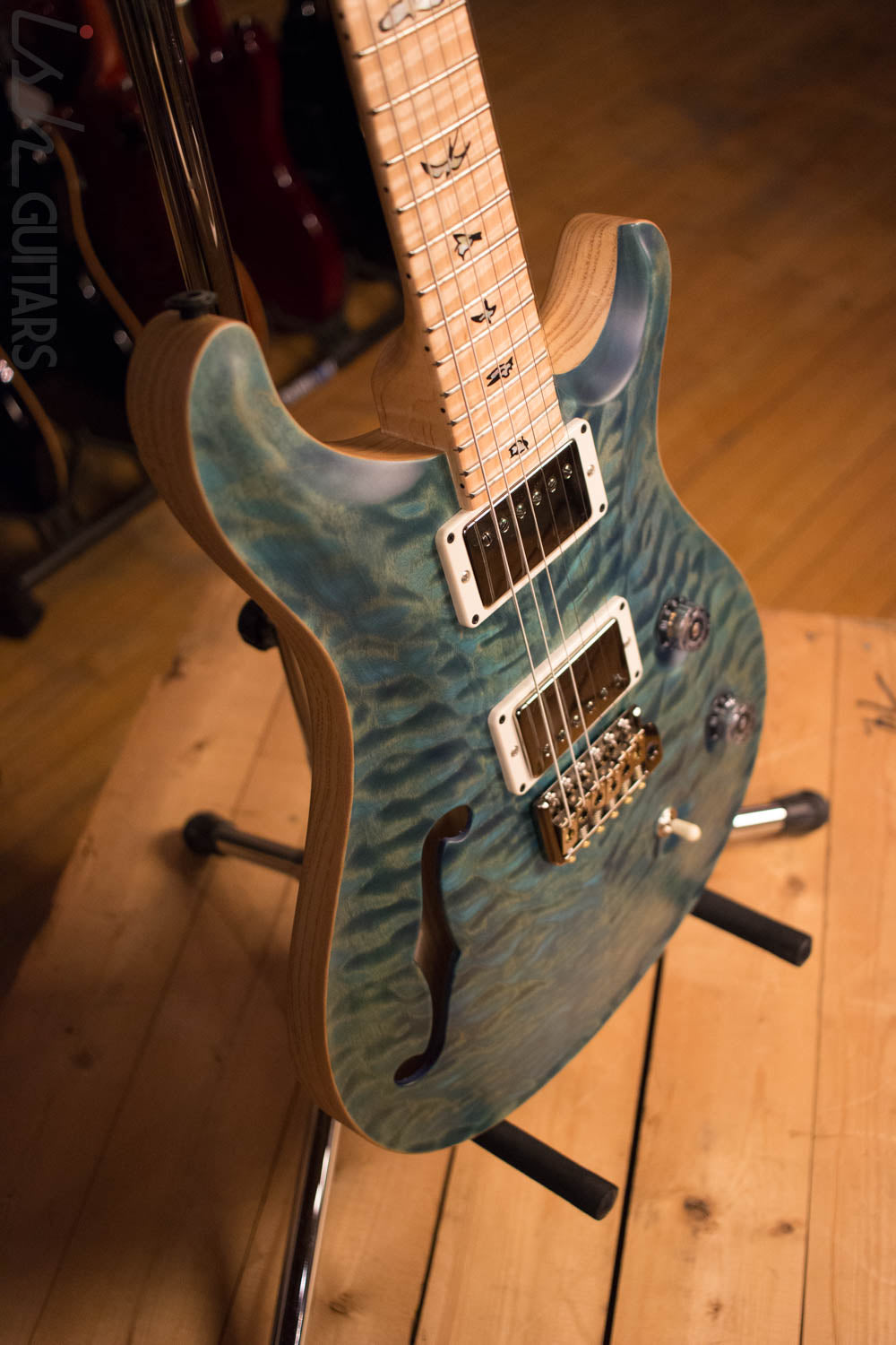 Paul Reed Smith PRS Custom 24 Semi-Hollow Wood Library Quilt Swamp Ash Aquableux