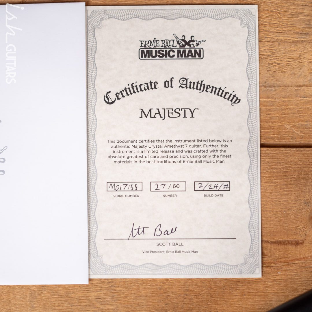 Ernie Ball Music Man John Petrucci Limited Edition Majesty 7 Crystal Amethyst