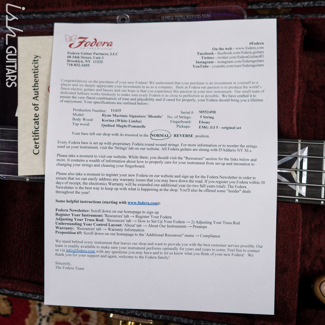 Fodera Ryan Martinie Signature 5-String Bass "Blondie"
