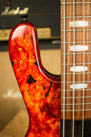 2018 Spector NS-4H2 Inferno Red Buckeye Burl 4 String Bass Guitar Bolt On