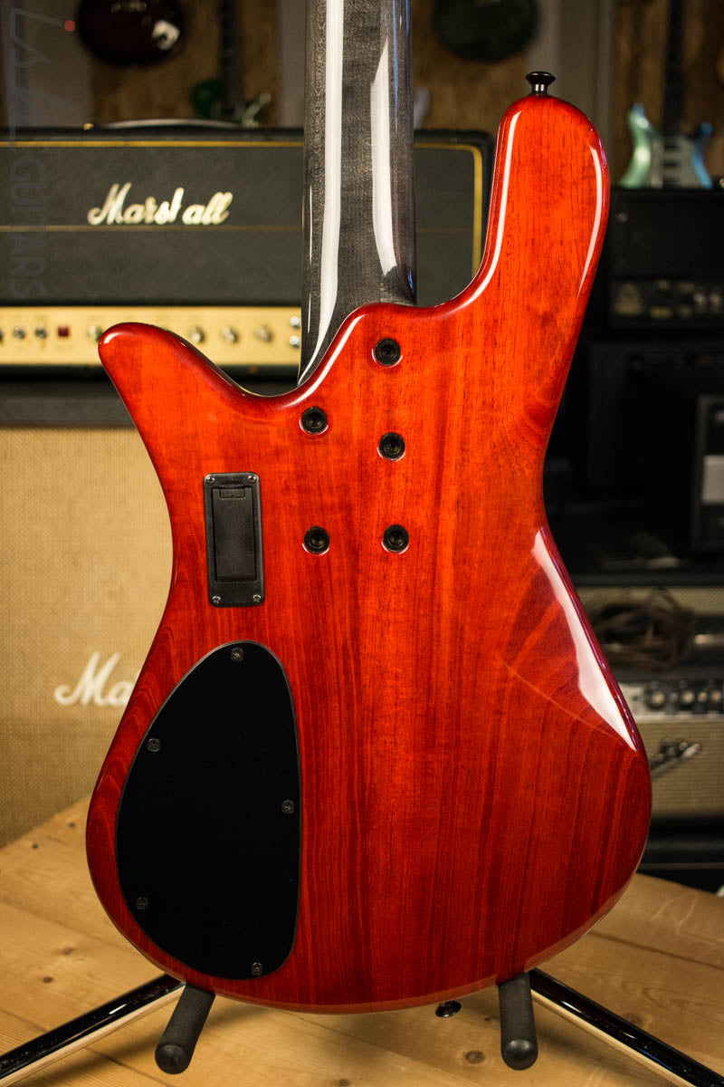 2018 Spector NS-4H2 Inferno Red Buckeye Burl 4 String Bass Guitar Bolt On