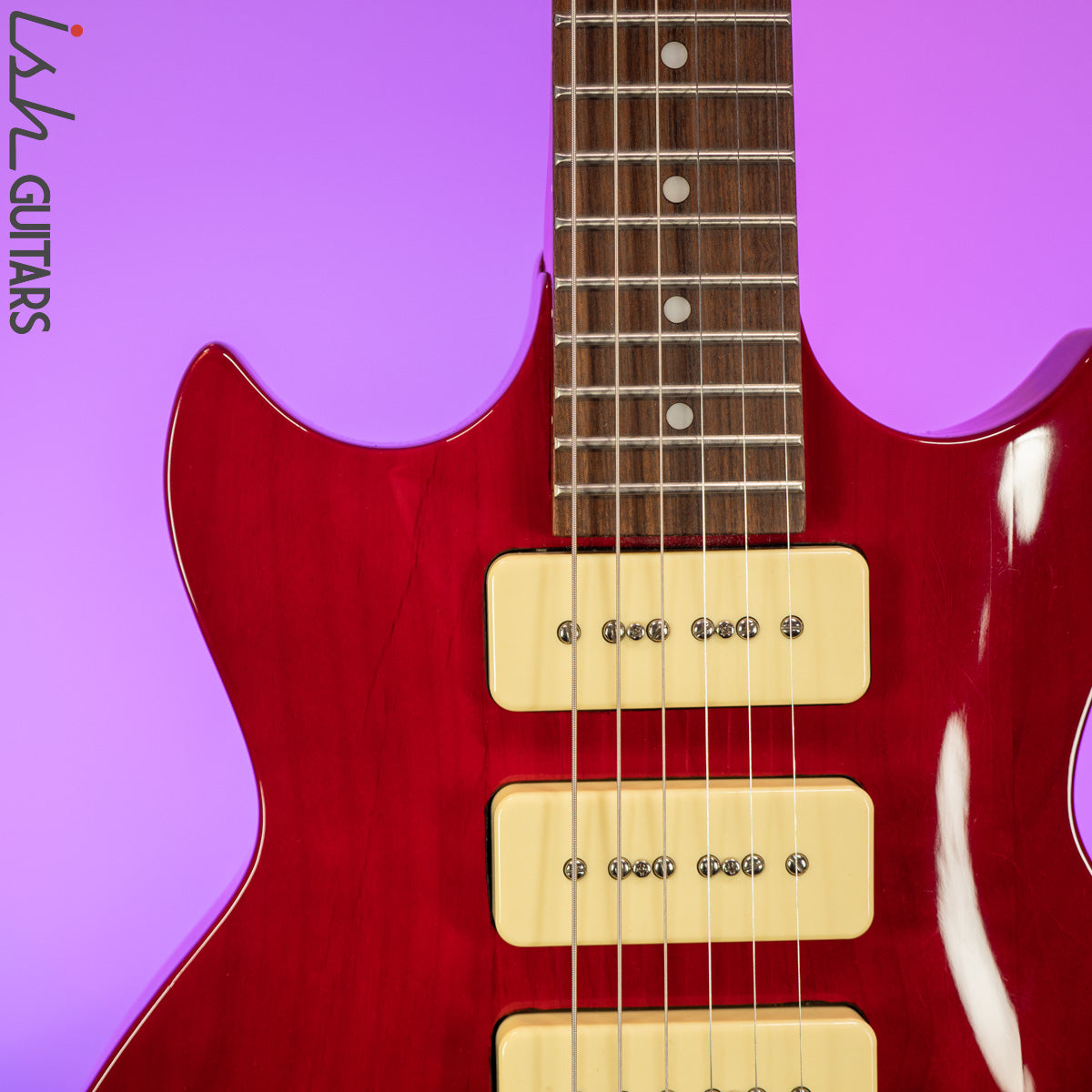 Aria Pro II PE Series Double Cutaway P90 Pickups Translucent Red