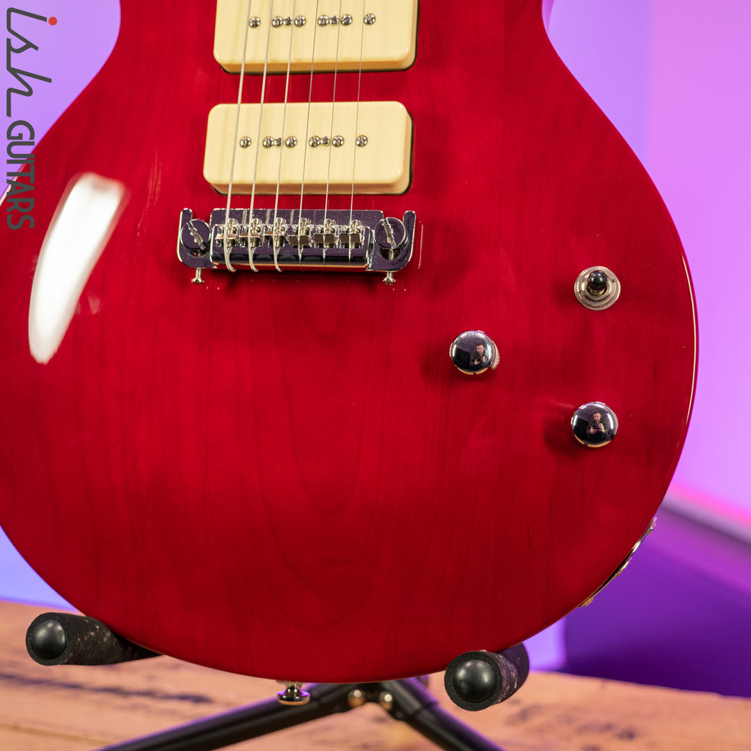 Aria Pro II PE Series Double Cutaway P90 Pickups Translucent Red