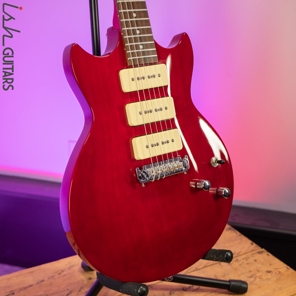 Aria Pro II PE Series Double Cutaway P90 Pickups Translucent Red