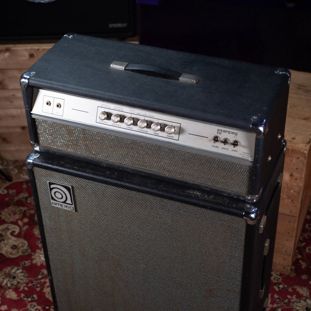 Early 1970s Ampeg V-4 Guitar/Bass Amplifier Head and Cabinet w/ Reverb