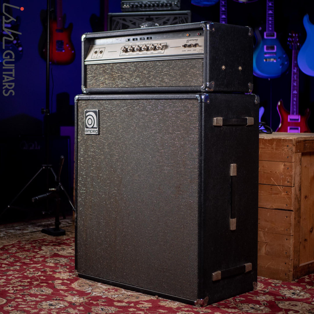 Early 1970s Ampeg V-4 Guitar/Bass Amplifier Head and Cabinet w/ Reverb