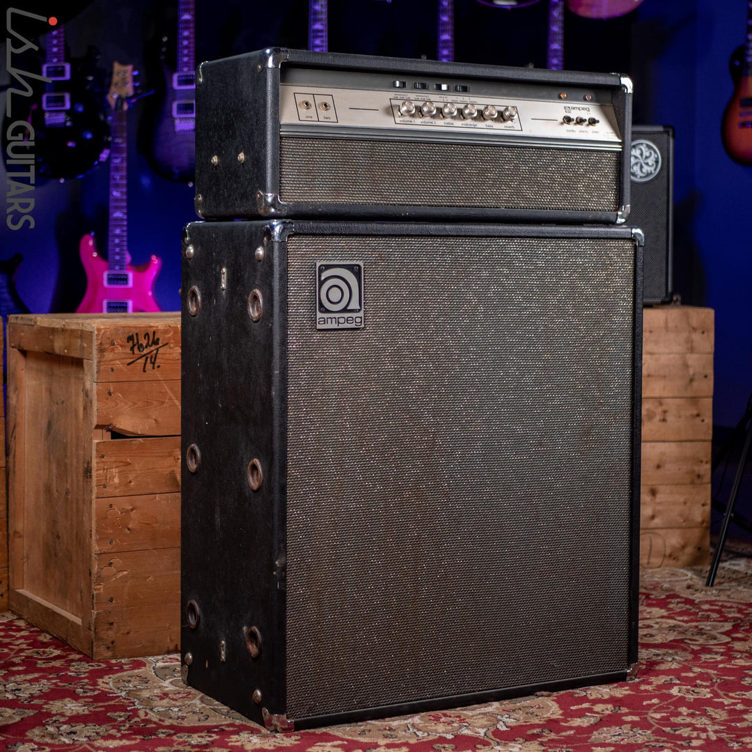 Early 1970s Ampeg V-4 Guitar/Bass Amplifier Head and Cabinet w/ Reverb